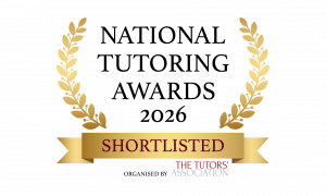 Gold laurel wreath award badge with a ribbon reading 'SHORTLISTED' and the text 'The Tutors' Association' underneath, signaling shortlisted status.